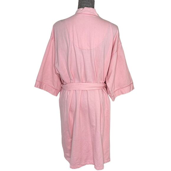 Vtg Amanda Stewart Intimates Robe Womens 2X Pink 3/4 Sleeve Belted Pockets Short - Picture 2 of 9